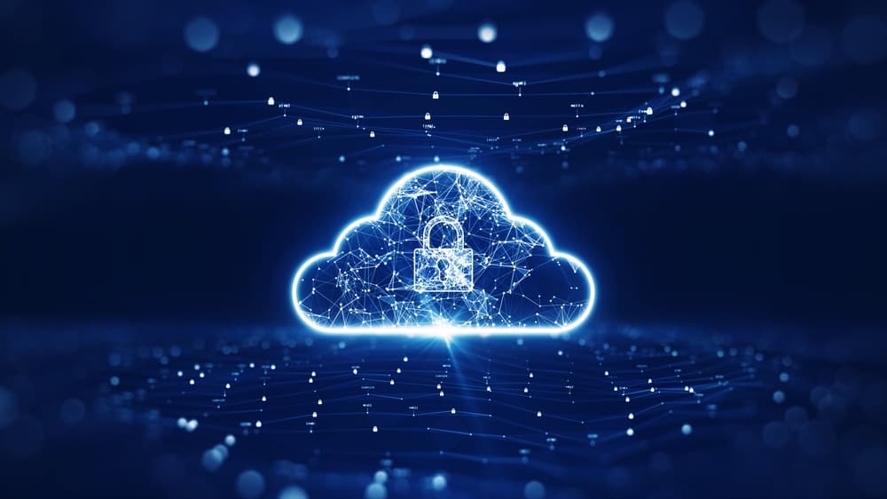 The SSE Magic Quadrant describes top cloud security service vendors, conceptualized as a cloud with glowing network nodes and a padlock.