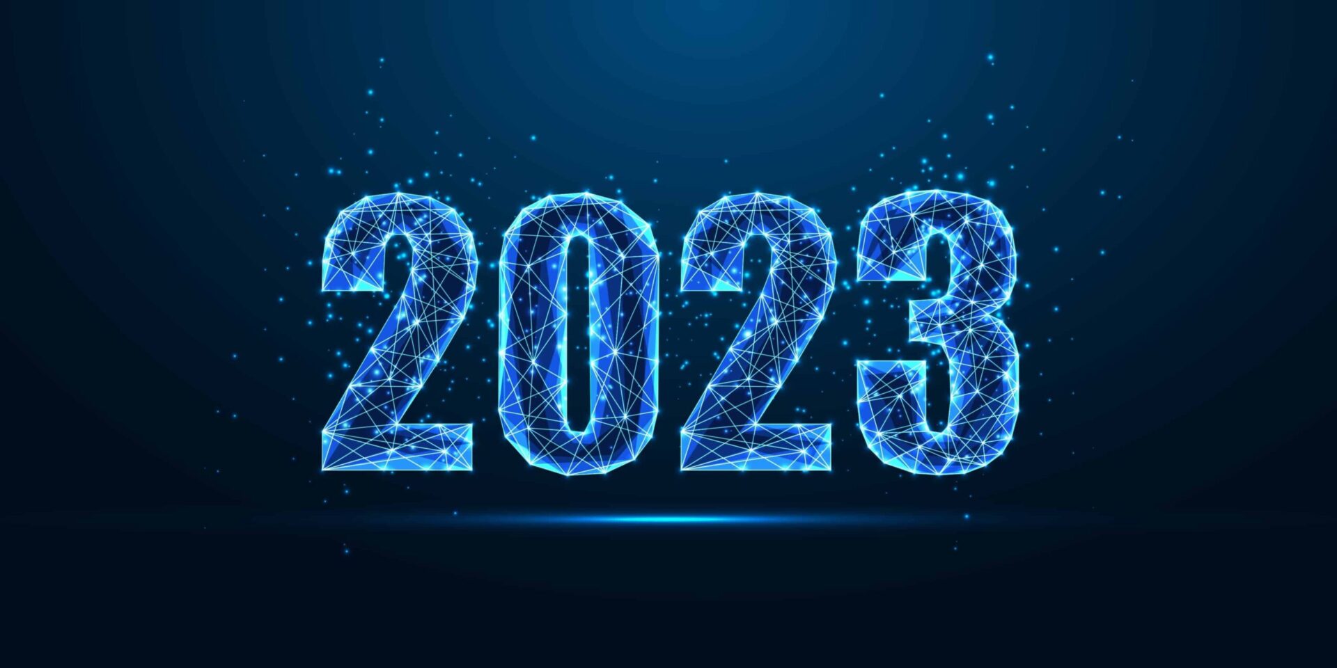 2023 enterprise network management trends visualized as the number 2023 composed of a glowing network of interconnected nodes (2)